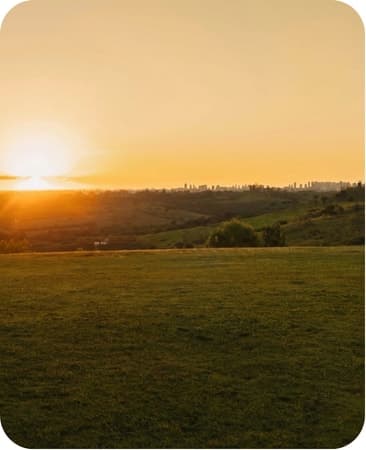 Pôr do sol no campo, local da cerimônia